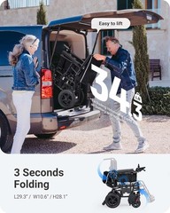 34lbs Ultra-Lightweight Electric Power Wheelchair 500W All Terrain Reverse Mute