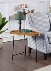 Convenience Concepts Lunar Triangle Wedge End Table 27″ Oak Driftwood/Black