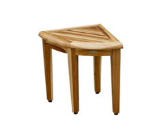 Corner Bench Bath Teak Wood Seat Shower Stool Chair Room Shaving Stand Compact