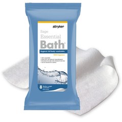 Sage Essential Comfort Bath Cleansing Washcloths, 8 Count, Rinse-Free Wipes