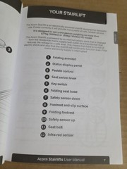 F Acorn Superglide 120 Straight Stairlift User Manual