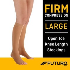 Futuro Therapeutic Open Toe Knee Length Stocking Beige Color Firm Large 1 Pair