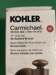 KOHLER Carmichael 16 in. Grab Bar in Oil-Rubbed Bronze K-R27235-2BZ New