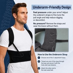 Posture Corrector Back Brace S/M Adustable Upper Lower Back Shoulder Support