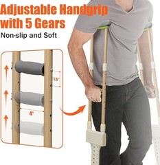 Aluminum Crutches for Adults, Pair of Height Adjustable Crutch (Fits 5’0″ – 5’10