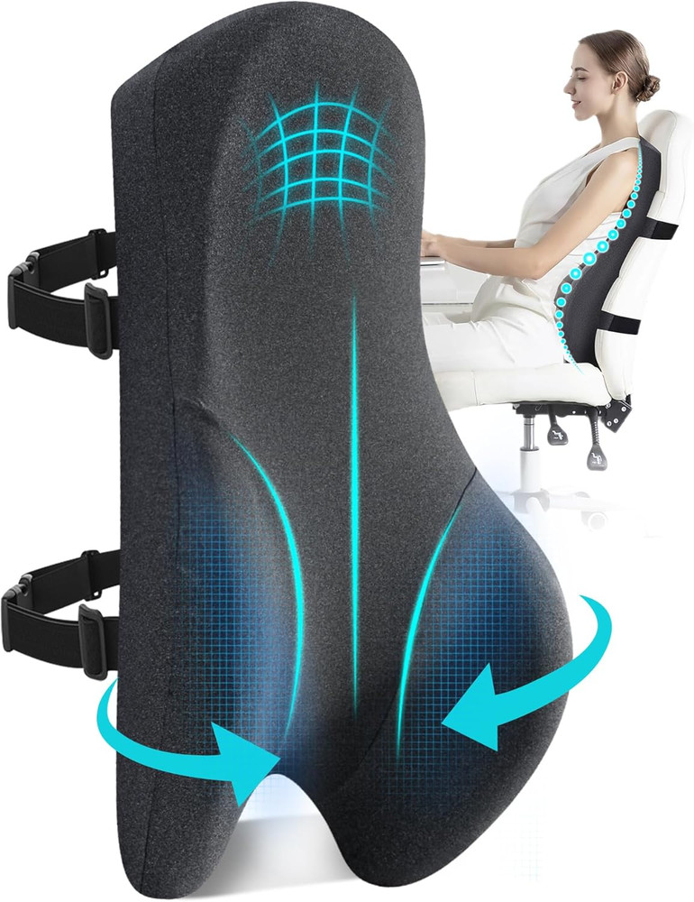Memory Foam Lumbar Support Pillow for Car, Full Back Support Pain Relief Cushion