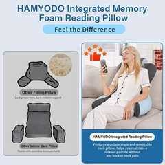 Reading Pillow for Sitting in Bed,22″ H Back Support Pillow for Sitting up,Ba…