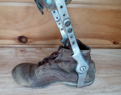 Vintage Child Leg Brace Orthopedic Shoe Metal Leather Polio Knee Support Rare