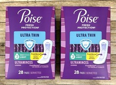2 X Poise Fresh Protection Ultra Thin Pads Light Absorbency Level 3 (28 EA)