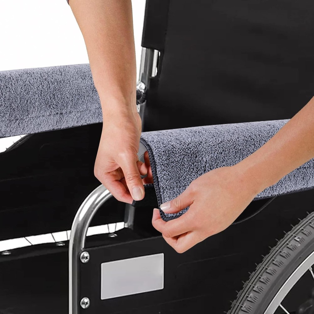 2 Pcs Wheelchair Armrest Pads Covers Widened Self Adhesive Strips Comfortable &