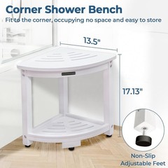 Waterproof Corner Shower Stool for inside Shower, Anti-Fading Shower Bench for S