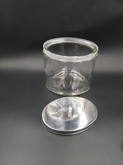 Oval Jar W/Out Imprints Clear thick Glass with metal Lid