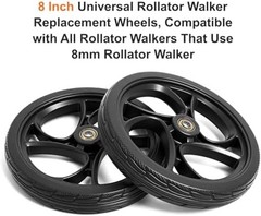 BlessReach 2PCS 8 Inch Walker Wheel, 5/16″ (8 mm) Bearing Solid Replacement W…