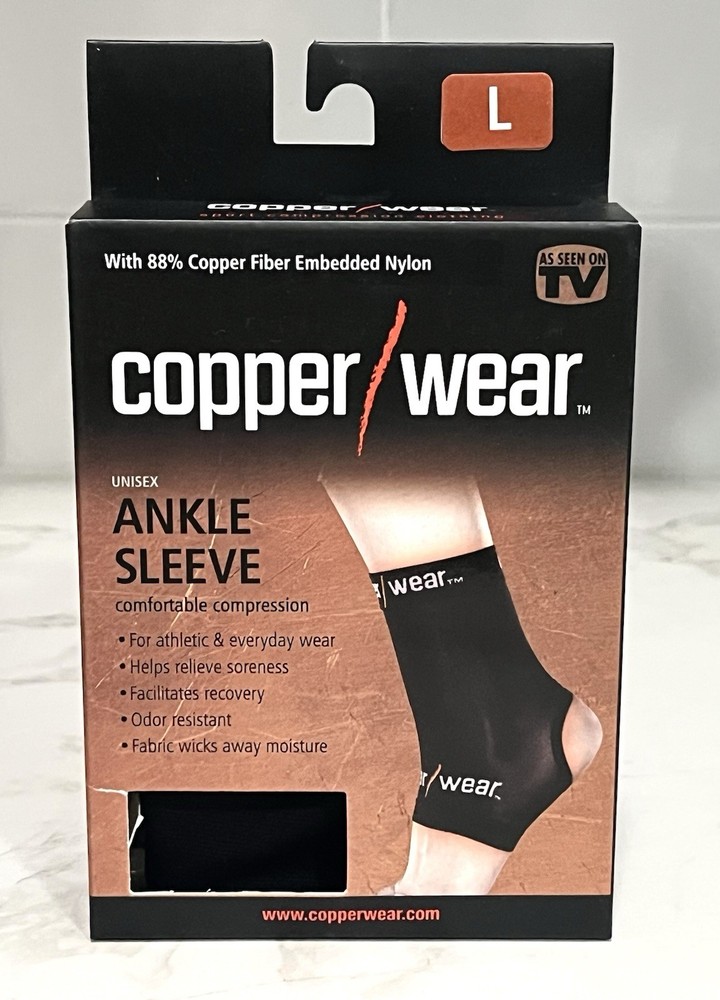 Copper Wear Ankle Sleeve Men Women size L Large Comfortable Compression READ