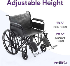 Bariatric Wheelchair – Heavy Duty, 500lb Capacity, Adjustable, Foldable, 22″ Sea