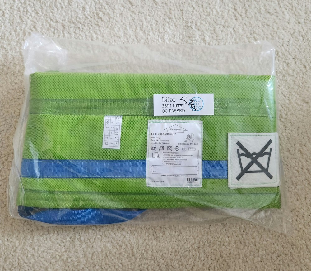 Liko Solo Support Vest Size Large Max 440 lbs. 35911916 Brand New