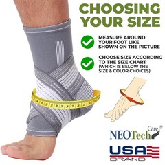 Adjustable Ankle Support Brace Gray, Size M, 1 Unit