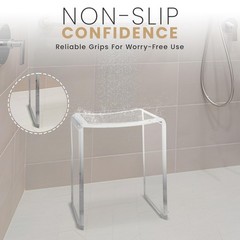 Acrylic Shower Bench for Inside Shower Stool – Non Slip – 300 lbs – 17″ H – I…
