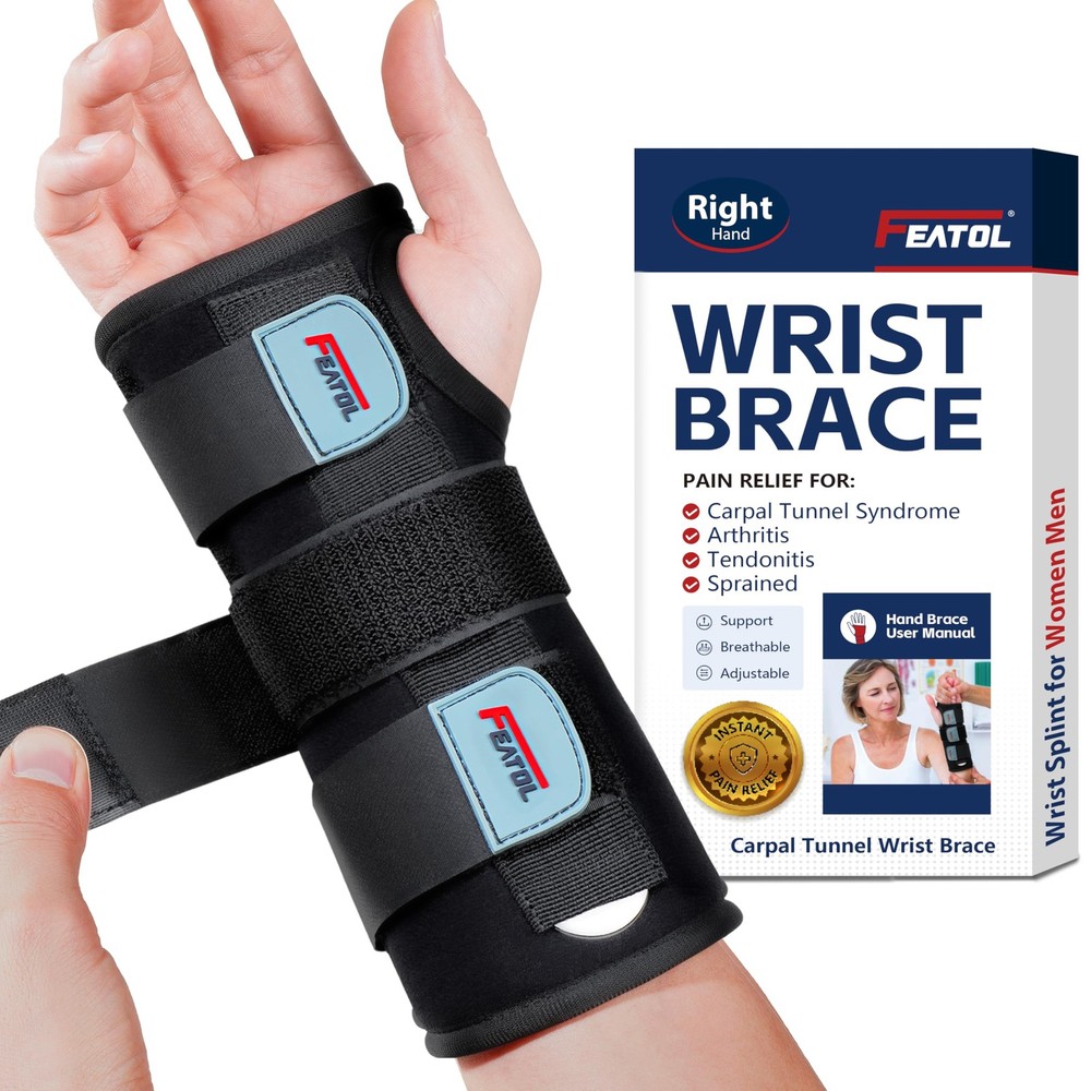 FEATOL Wrist Brace Hand Brace, Carpal Tunnel Small/Medium (Pack of 1), Black