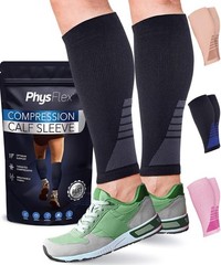 Calf Compression Sleeves for Men and Women – 1 Pair/Black/Large