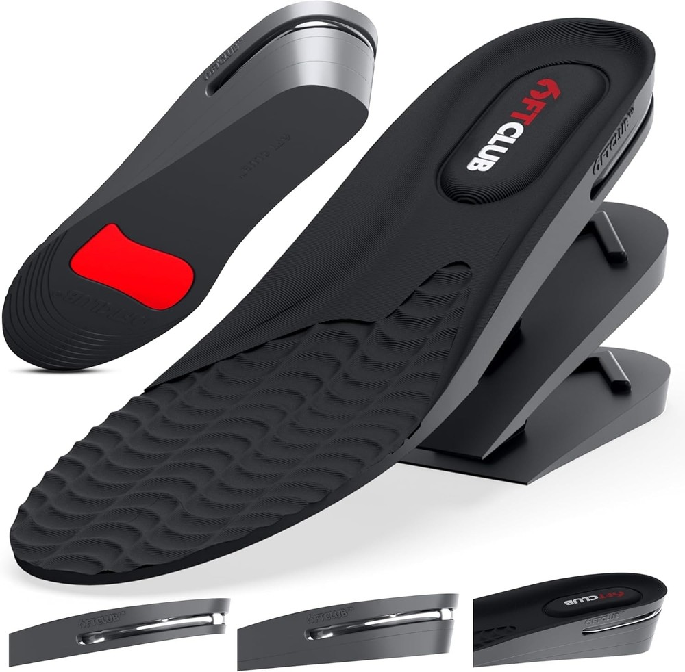 6FT CLUB Height Increase Insoles for Men, M 8-11 | 1.8” | Lo-Tops, Black