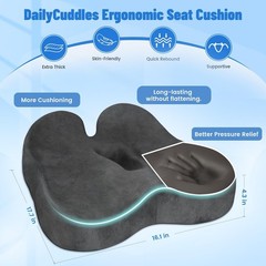 Dailycuddles Seat Cushion Premium Memory Foam Office Chair Cushion Supportive