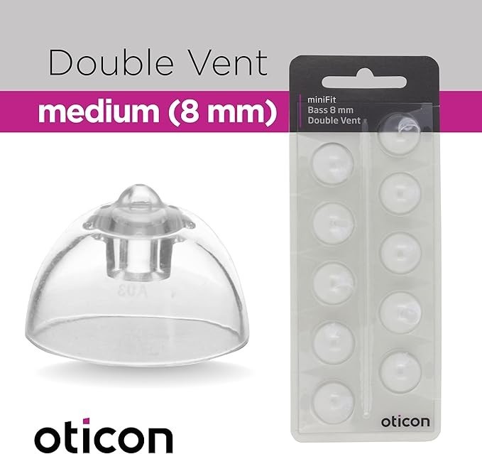 OEM Oticon minifit 8mm Double Vent Hearing Aid Domes / Tips *USA SELLER* 10 Pack