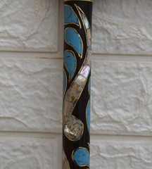 Handcrafted Egyptian Stick, Turquoise & Mother of Pearl Inlay Wood Walking Cane