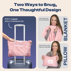 EverSnug Travel Blanket and Pillow – Adult size (65″ x 40″), Light Pink