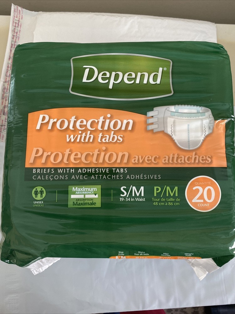 Depend Maximum Absorbency Protection Briefs with Tabs Size S/M 19-34″ 20 Count