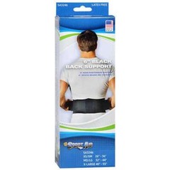 Sport Aid 6″ Black Back Support X-Small/Small (26-36″ Hip Circ.)