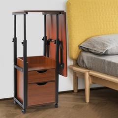 Overbed Table w/ Wheels, Movable Bedside Table, Height Adjustable Over Bed Desk