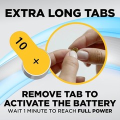 Size 10 Hearing Aid Batteries, 120 Count Long-Lasting Battery Pack, Yellow Lo…