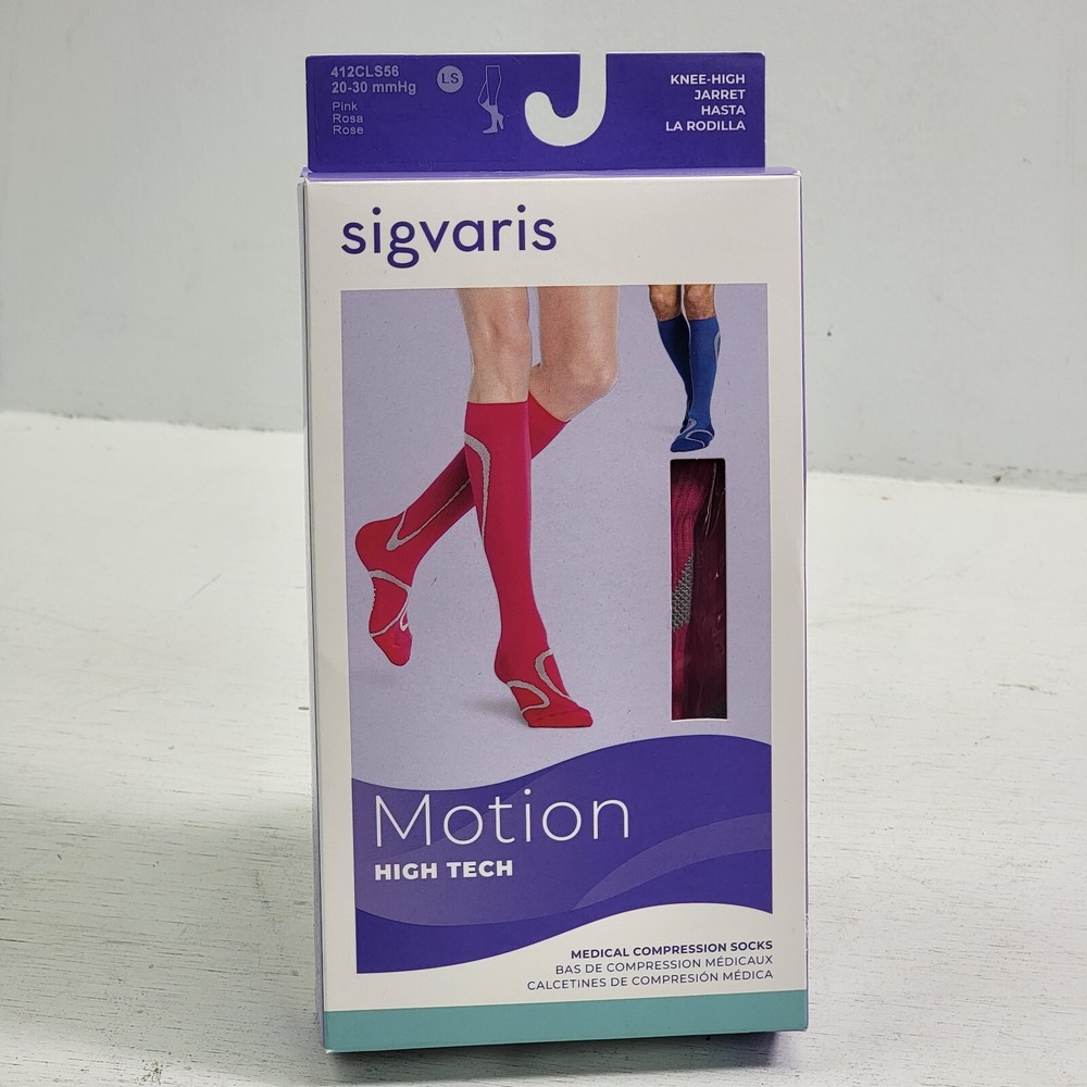 Sigvaris Motion 412 High Tech Knee High Compression Socks – 20-30 mmHg Pink Rose