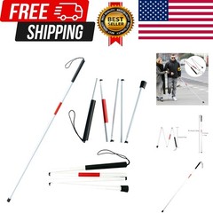 Folding Aluminum Walking Cane For Blind – 4-Section Reflective Red Lightweight