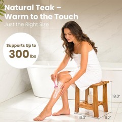 18″ Standard Teak Shower Bench with Shelf & Handle – Waterproof