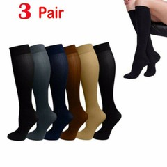 3 Pairs Copper Compression Socks (8-15mmHg) Moisture Wicking Support Stockings