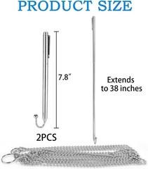 2 Pack Telescoping Wire Reacher Pole, 7.8–38 in, Chain Stop Ring