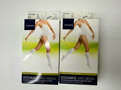 2 Sigvaris Size A Casual Compression Cotton Socks 15-20 mmHg Black Knee High NEW