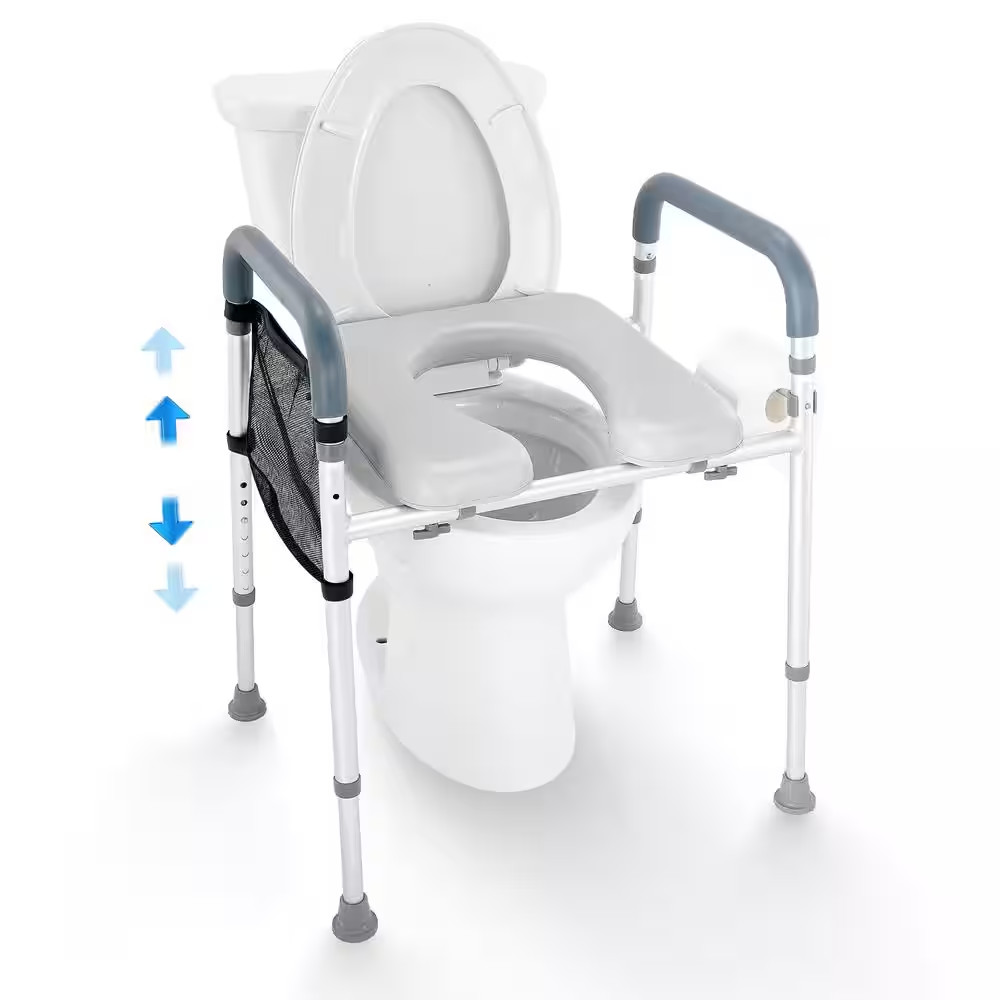 Raised Toilet Seat 7-Position Height Adjustment 19.3 – 25.2 In. 350 Lbs. Weight