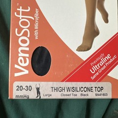 Venosan Black Compression Full Length Thigh Stocking 20-30 mmHg Closed Toe SZ L