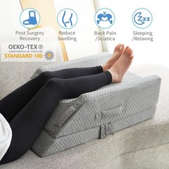 Adjustable Leg Elevation Pillows for Swelling After Surgery, Double Leg, Grey