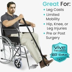 Vive Leg Lifter Strap (44 Inch) – Rigid Foot Loop, Hand Grip for Adult, Senior,