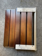 20″ Folding Dark Teak Wood Shower Seat-Wall Mounted Bench – BLEMISH