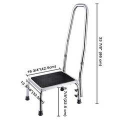 Medical Step Stool Non-Skid Steel Footstool with Handle Support for Seniors Kids
