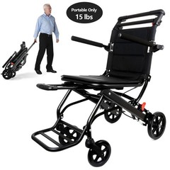 World’s Lightest (Only 15lb)Transport Wheelchair,Airplane Travel Fold Wheelchair