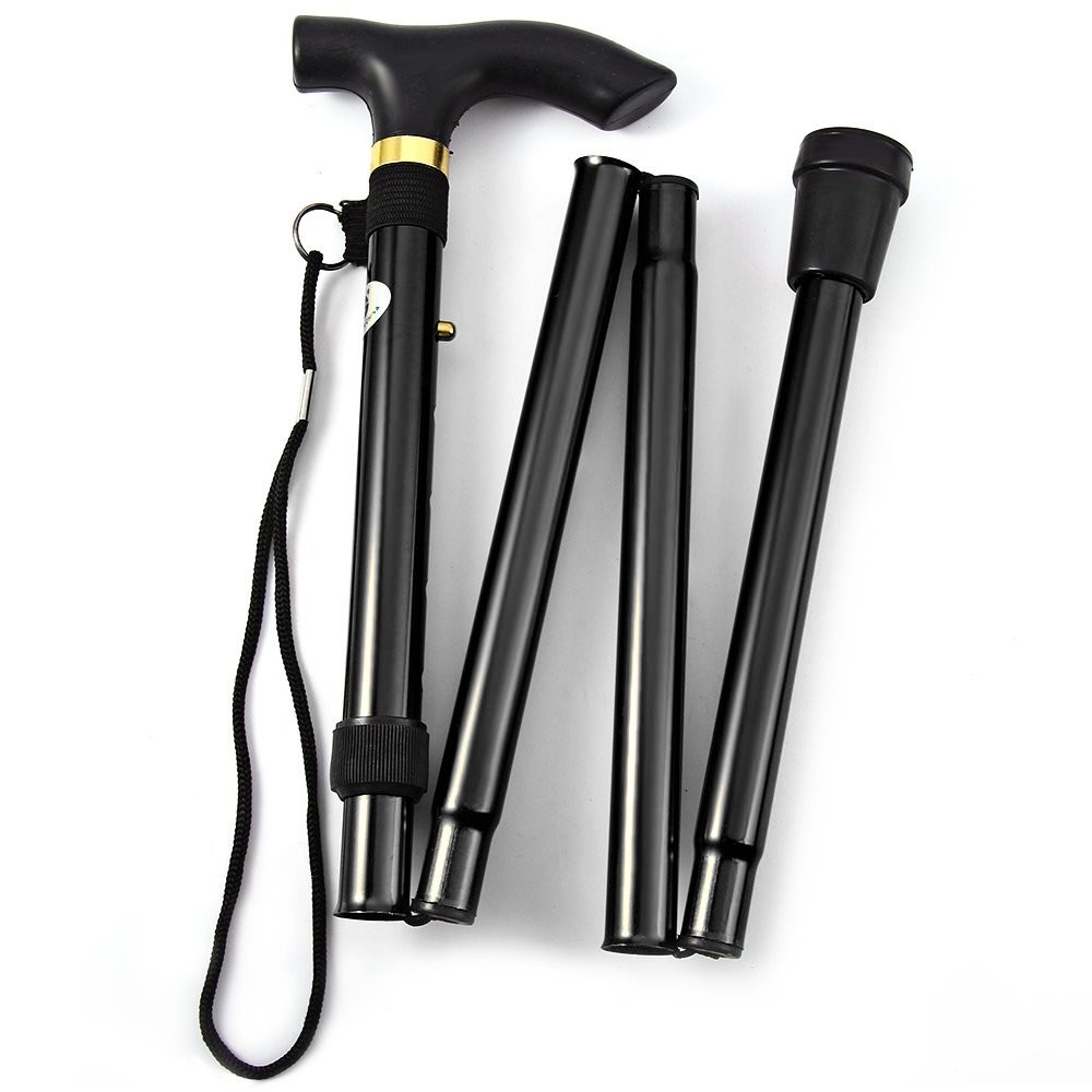 Comfkey Folding Lightweight Walking Stick – Adjustable Aluminum 33-37″, Black