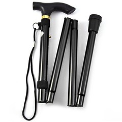 Comfkey Folding Lightweight Walking Stick – Adjustable Aluminum 33-37″, Black
