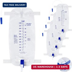 5PCS 1000ml Leg Bag Urinary Drainage Bag with 12″ Tube, Anti Reflux Valve | 33.8