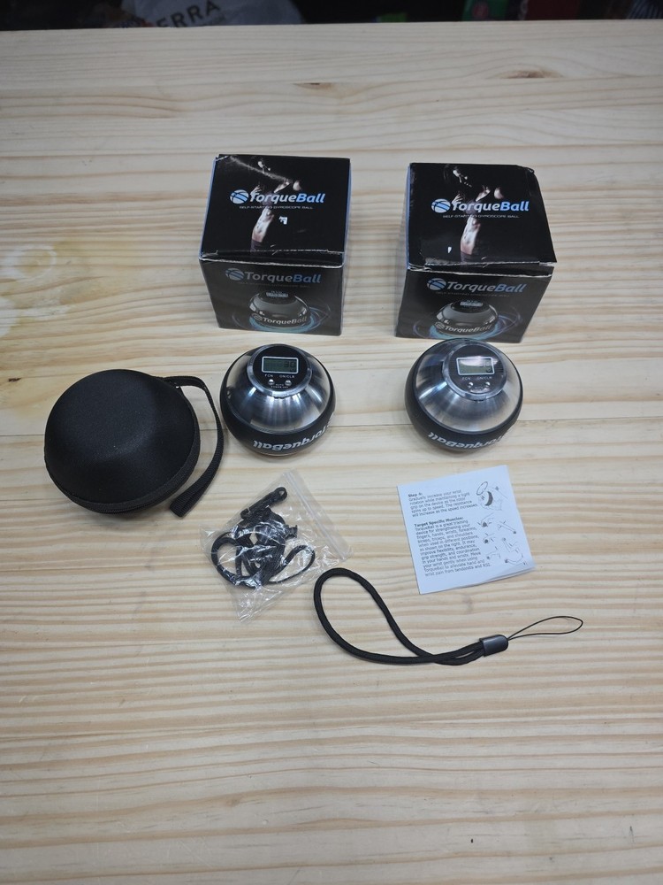 2 TorqueBall Self-Starting Gyroscope Ball Silver Black Pain Relief Hand Strength